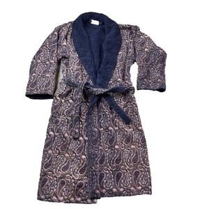 Vintage Victoria's Secret Heavy‎ Terry Cloth Robe Blue Paisley Gold Label